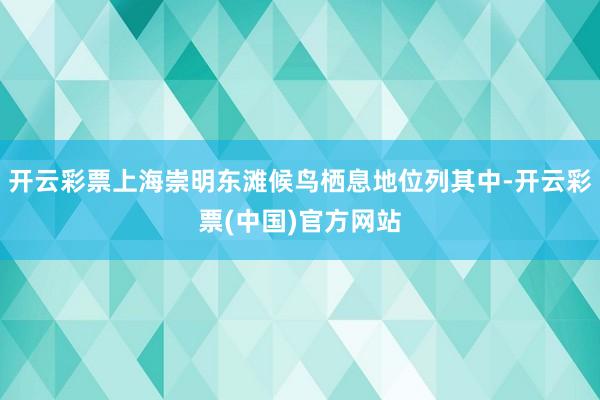 开云彩票上海崇明东滩候鸟栖息地位列其中-开云彩票(中国)官方网站