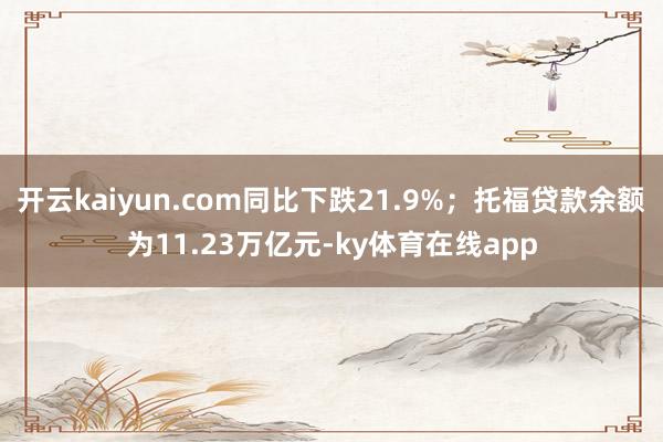 开云kaiyun.com同比下跌21.9%；托福贷款余额为11.23万亿元-ky体育在线app