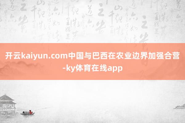 开云kaiyun.com中国与巴西在农业边界加强合营-ky体育在线app