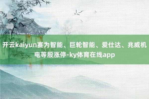开云kaiyun赛为智能、巨轮智能、爱仕达、兆威机电等股涨停-ky体育在线app