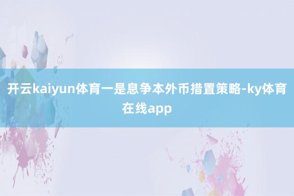 开云kaiyun体育一是息争本外币措置策略-ky体育在线app